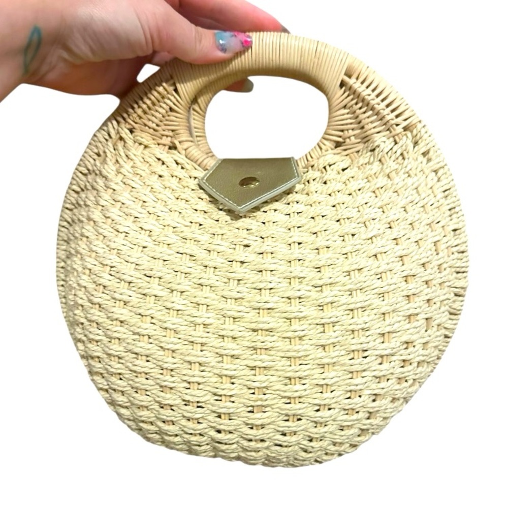Cream Woven Summer Handbag
